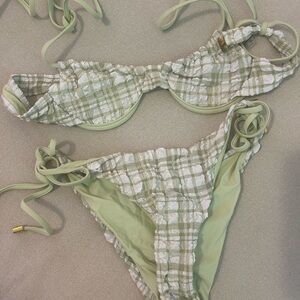 Green Plaid Bikini Set